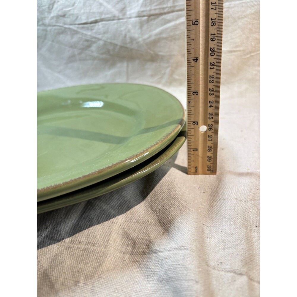 Pier 1 Elemental Sage Green Earthenware 11.75” Plates (2) & 10.75" Bowl Set - Picture 9 of 11